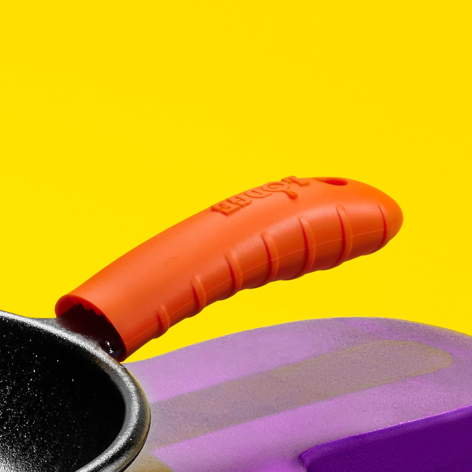 Lodge BOLD 12 Inch Seasoned Cast Iron Skillet + Lodge BOLD Silicone Hot Handle Holder - Fiery Orange