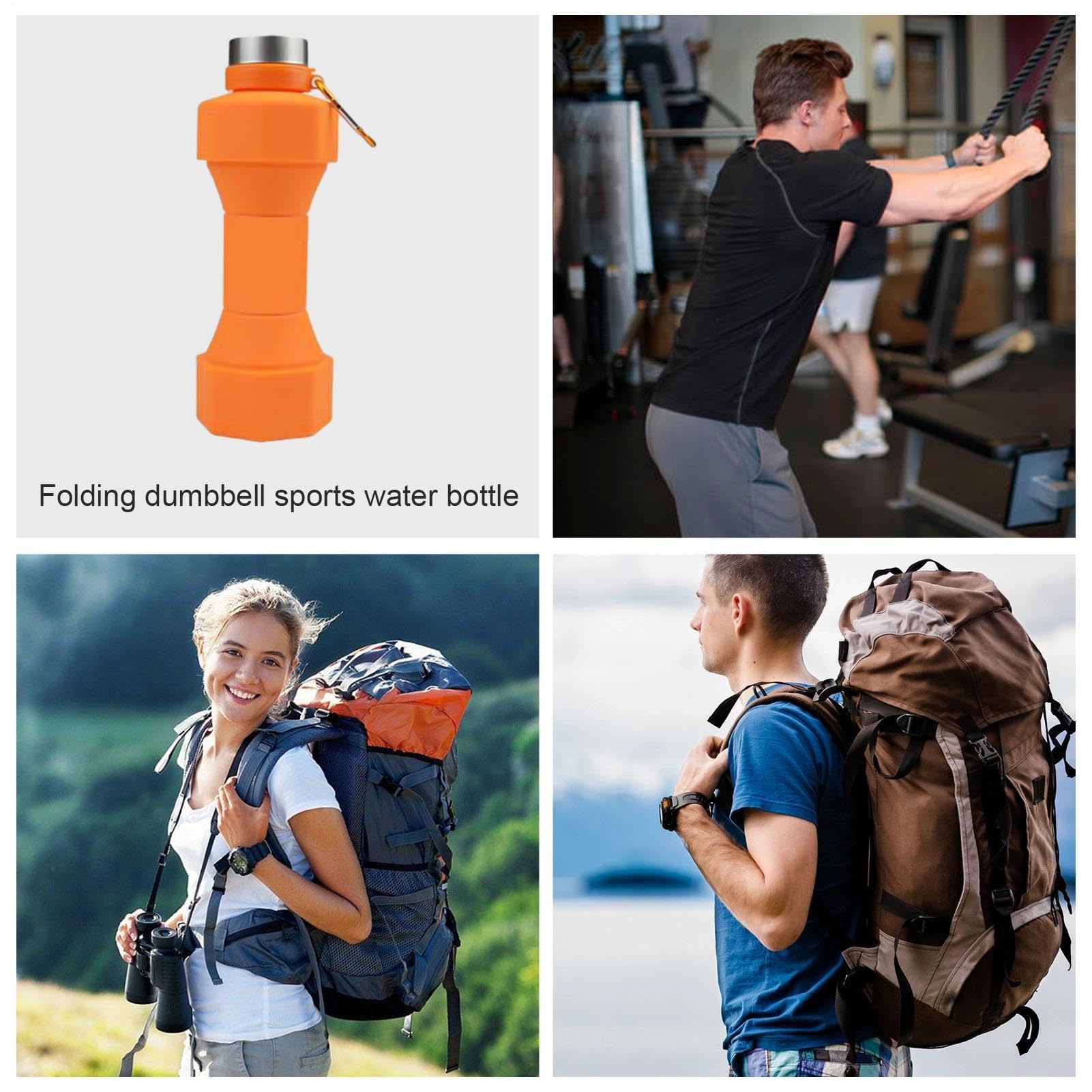 gobelet pliable, Bouteille d'eau légère for le sport, idéale for les voyages et activités de plein air | Accessoire avec haltères facile à transporter