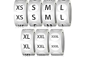 Bulk Pack: 3500 Pcs 7 Sizes 7/8 Inch Sttickerize Clothing Size Stickers Labels Rolls