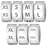 3500 Pcs 7 Sizes 7/8 Inch Clothing Size Stickers Labels Rolls, Sttickerize Black Round Self Adhesive Apparel Size Labels Stickers for T-Shirts Trousers Skirt Retail & Home - (XS,S,M,L,XL,XXL,XXXL)