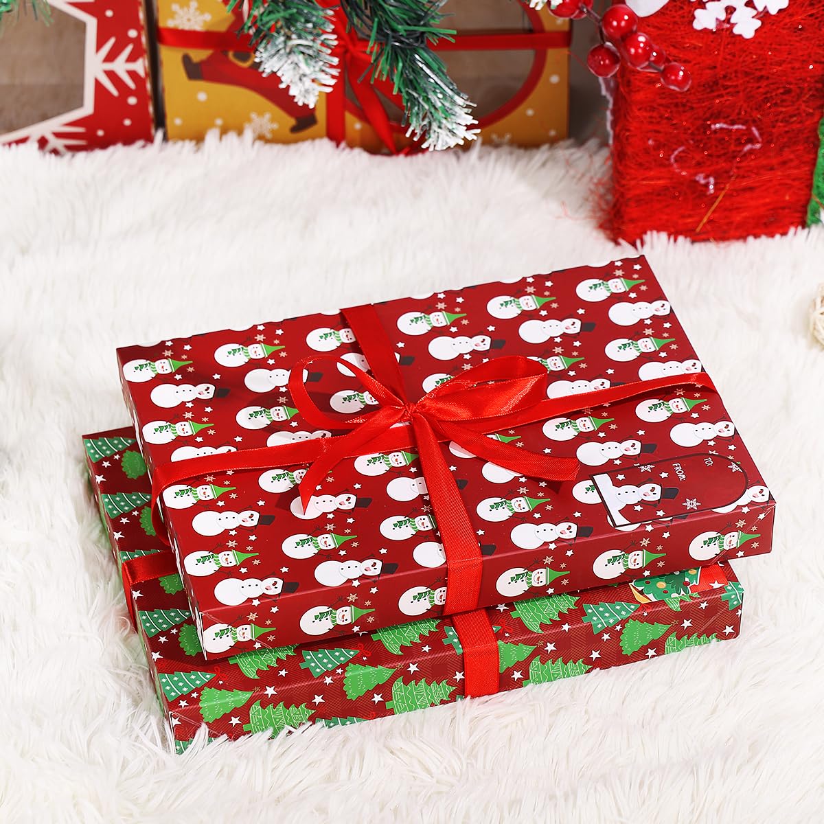 12stück Geschenkbox Weihnachten Mit Deckel: Groß Geschenkverpackung Kraft Pappschachteln Geschenkkarton Mit Deckel Geschenkbox Weihnachten Groß Mit Namensetiketten, Kleidung