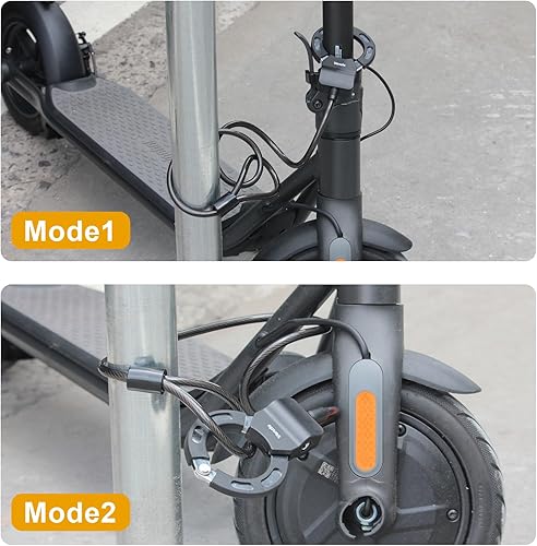 Miniatura 6 de Venzio Candado eléctrico para scooter con acero Q235 de 2.62 pies x 0.315 in (0.31 pulgadas), cerradura de bicicleta antirrobo resistente y llaves,