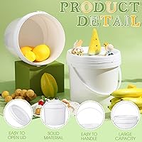 Vista 3 de Leinuosen 8 cubos de plástico con asa y tapa, duradero, resistente, seguro para alimentos, contenedor para almacenamiento multiusos, pintura