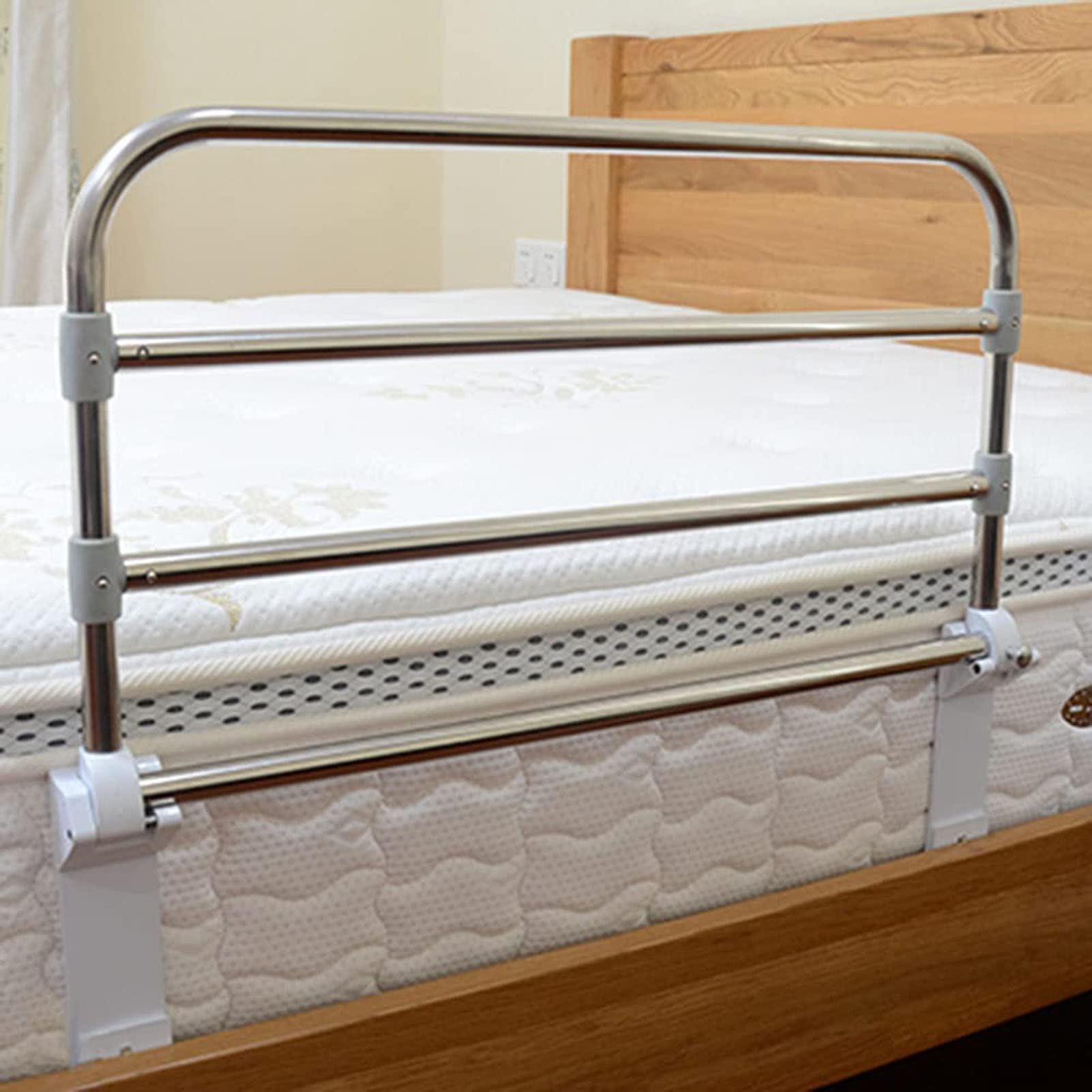 Barrière de lit en acier inoxydable rabattable pour la sécurité des seniors
