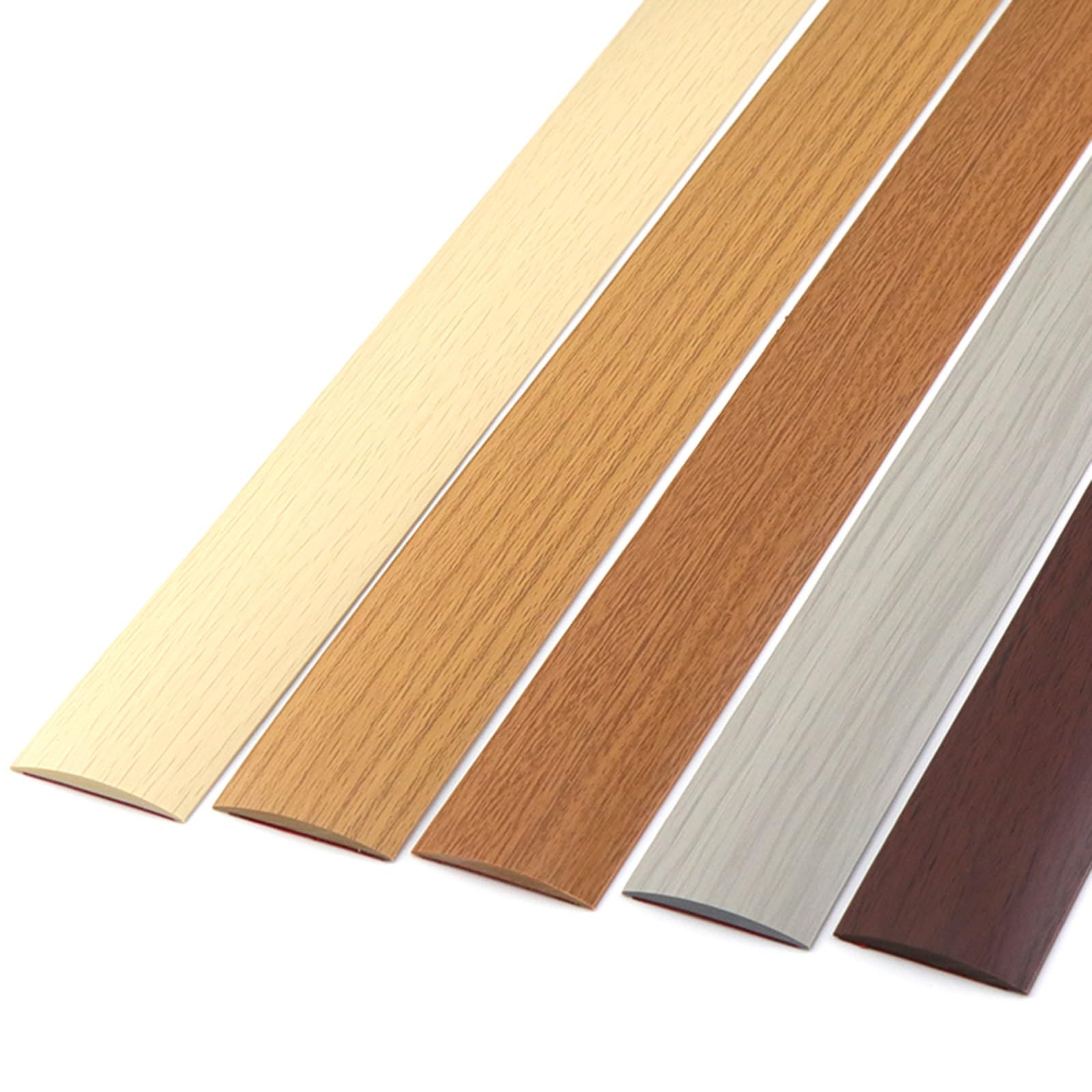 Floor & Door Flat Transition Strip, Self Adhesive Floor Gap Covering Joining Strip, Elegant Wood Grain Design, For Tile Wood Laminate Joint Gap(Teak grain,1M-7.6CM)