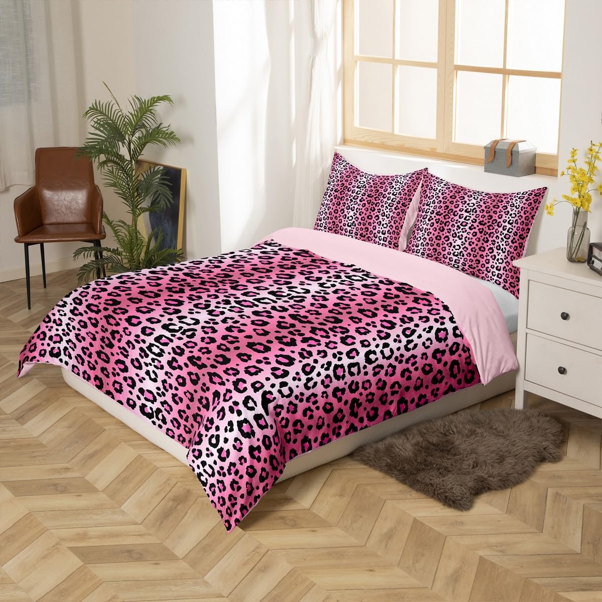 Homemissing Hot Pink Leopard Bedding Set Single Size - Image 3