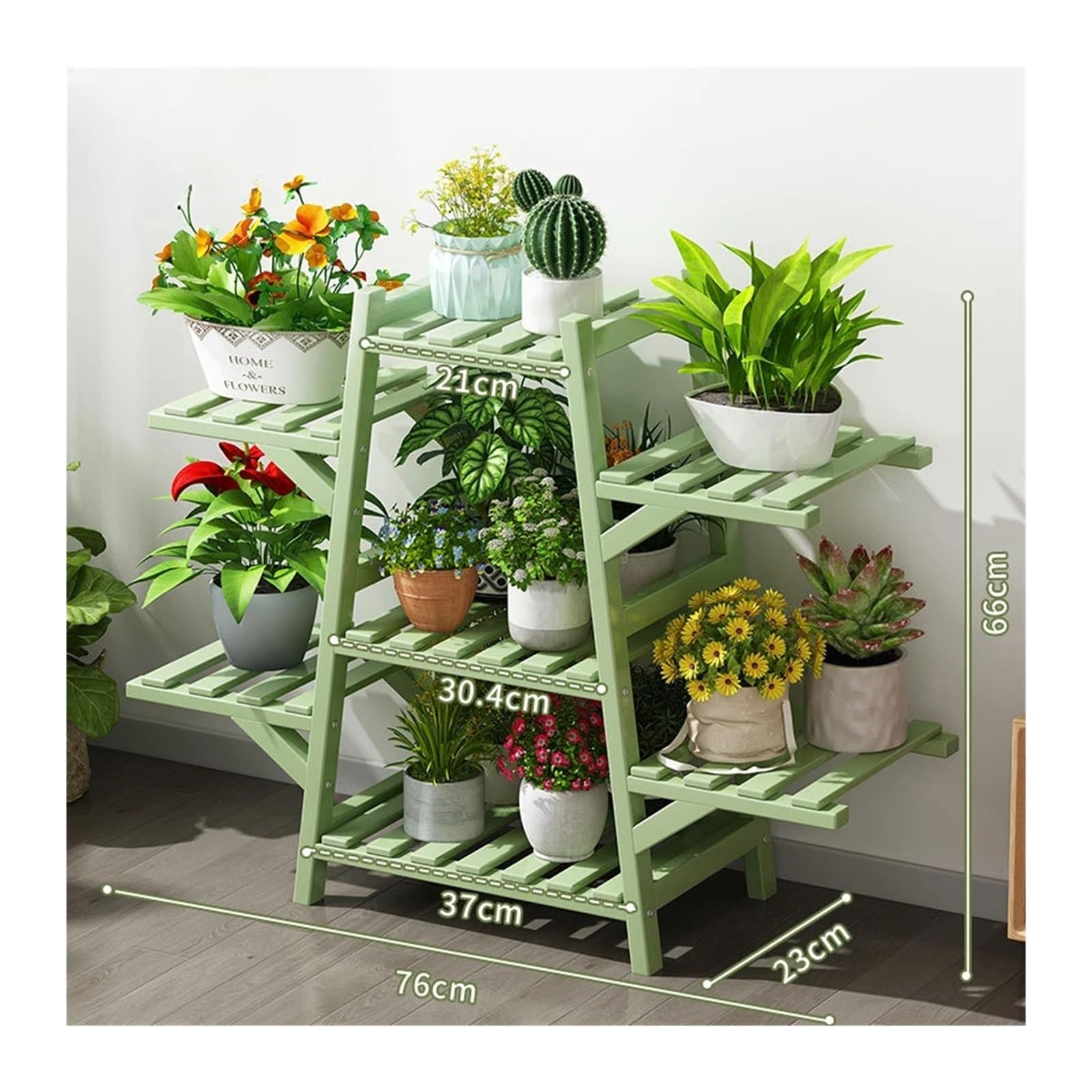 YUANCHUTOP Large Foldable Outdoor Plant Stand - Wooden Corner Shelf for 7-Tier Flower Pots, Tall Garden Rack, Space-Saving Planter Holder for Balcony and Patio Decor