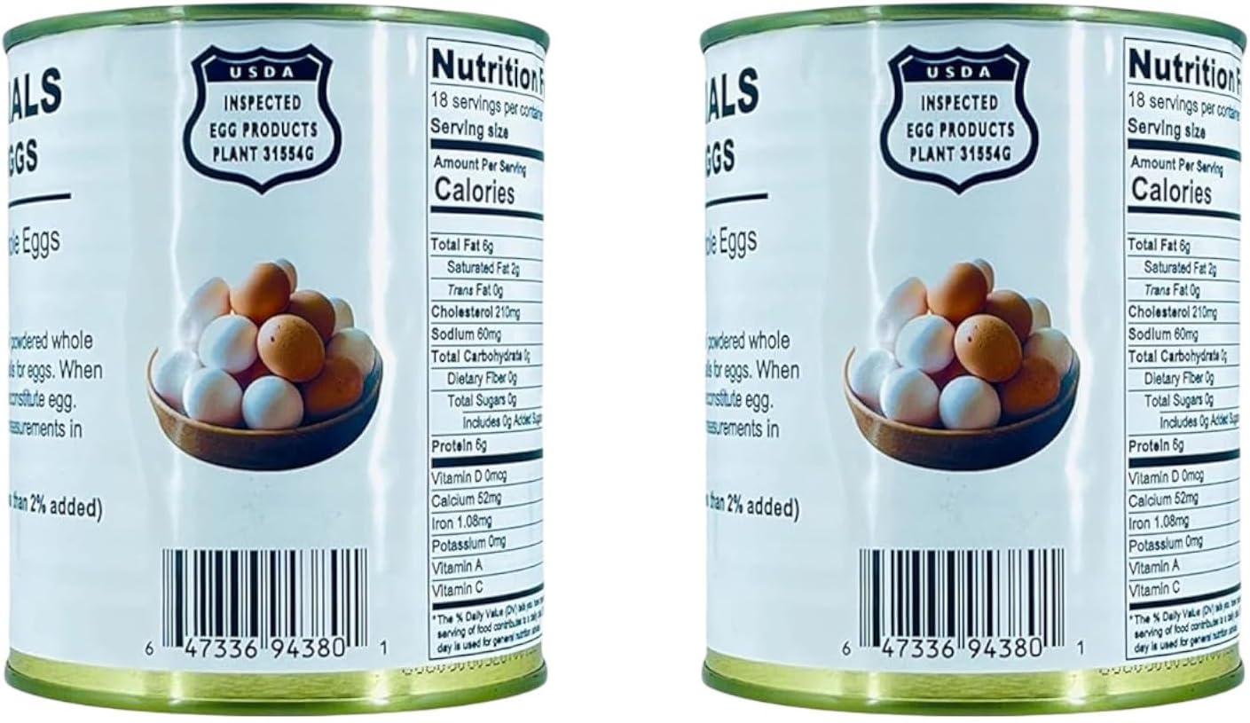 Future Essentials Powdered Whole Eggs – 10-Year Shelf Life, Easy Prep Powdered Eggs for Survival – Ideal for Emergency Kits, Camping, Baking, & More – 8 oz #2.5 Size Can, 18 Servings, Pack of 2