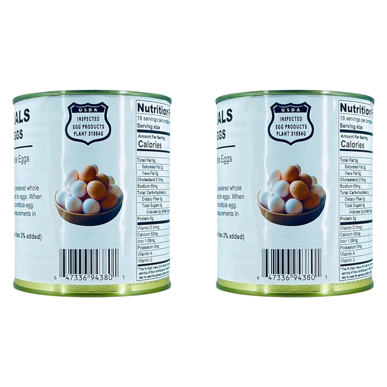 Future Essentials Powdered Whole Eggs – 10-Year Shelf Life, Easy Prep Powdered Eggs for Survival – Ideal for Emergency Kits, Camping, Baking, & More – 8 oz #2.5 Size Can, 18 Servings, Pack of 2