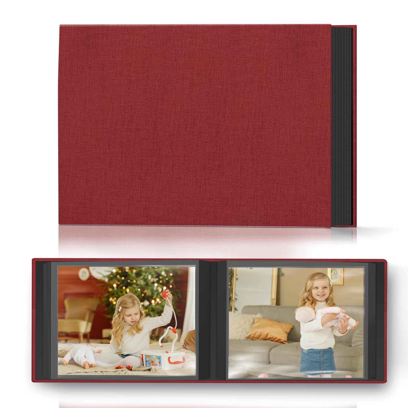 Popotop Photo Album 4x6 48 Pockets for Wedding Gifts,Linen Hardcover Picture Albums for Family Anniversary Baby Vacation Pictures