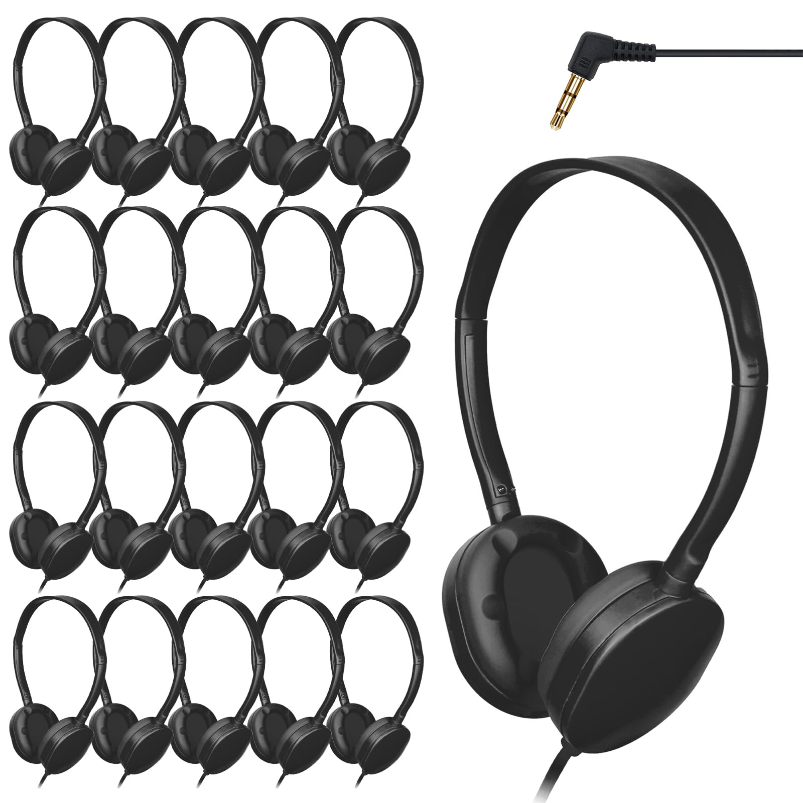 ZHENWAY 20 Pack Bulk Headphones for Classroom School, Durable Wholesale Wired Headphones for Kids Student Boys Girls Adults