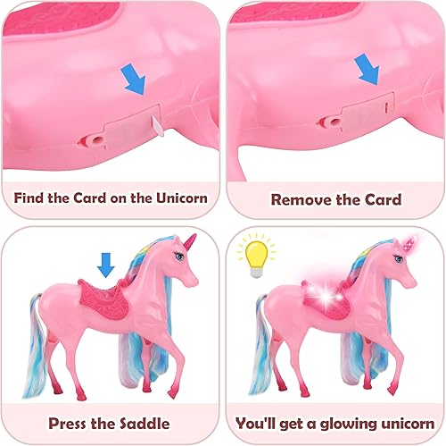 Miniatura 20 de BETTINA Juego de muñecas grandes de unicornio y princesa con luces y sonidos, juguetes mágicos de unicornio, muñecas de 11.5 pulgadas, juego