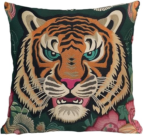 Vista 635 de ArogGeld Chinoiserie - Fundas de almohada escénicas asiáticas, estilo asiático, funda de almohada azul y verde Kelly, funda de cojín para decoración