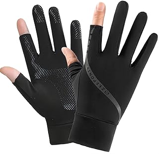[DELUXEFOX] メンズグローブ 春夏用 釣り グローブ サイクルグローブ 冷感手袋 UVカット 日焼け止め 2指出し 滑り止め スマホ操作 ストレッチ 速乾 通気性
