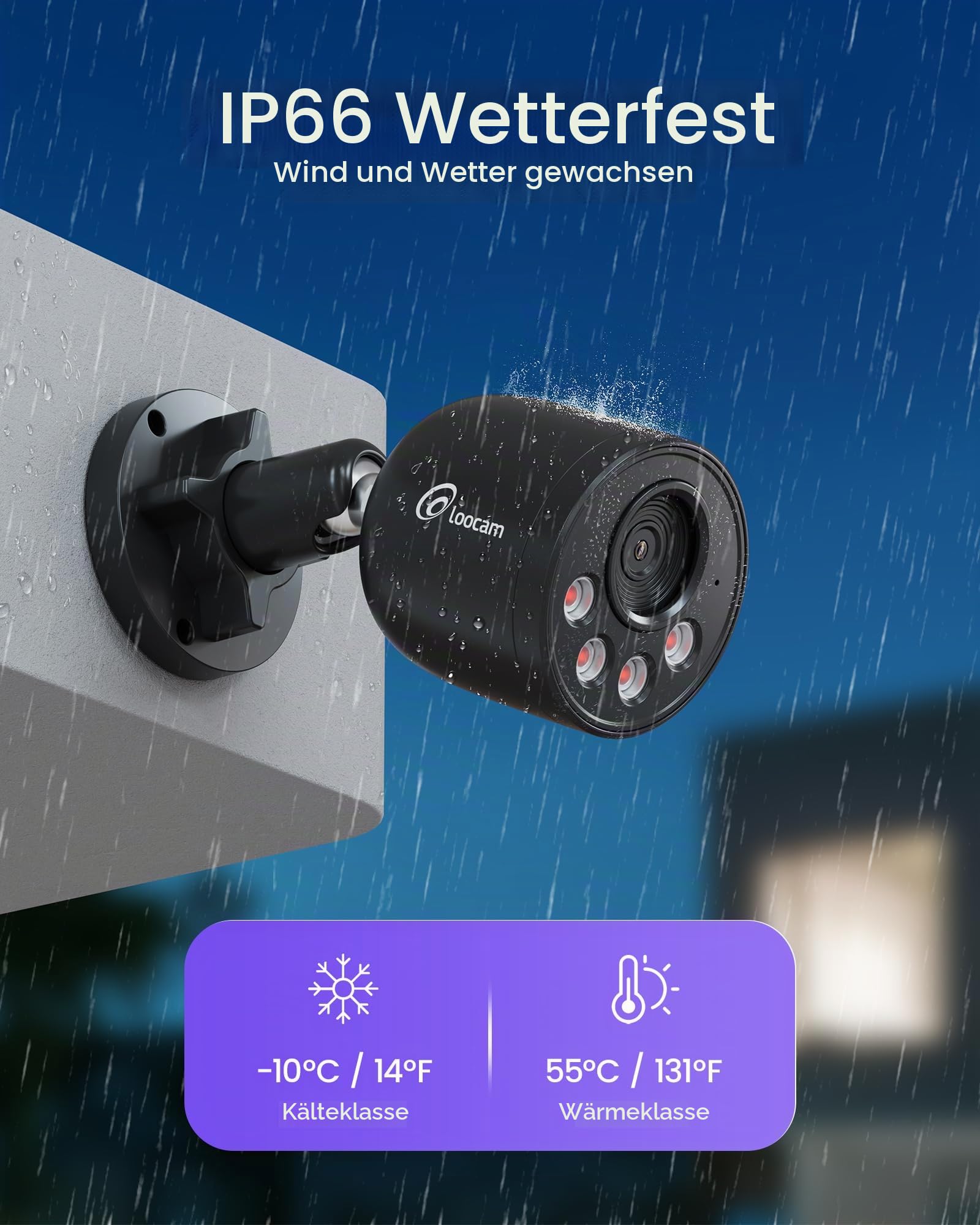 Loocam 4K 8MP PoE Überwachungskamera Aussen Set - 8C H.265+ NVR mit 2TB HDD
