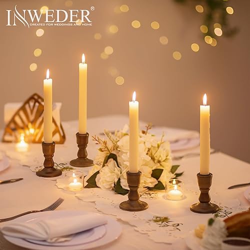 Miniatura 5 de Portavelas cónicos de madera portavelas de madera, estilo rústico, marrón, decoración de otoño para sala de estar, mesa de comedor, centro de mesa,