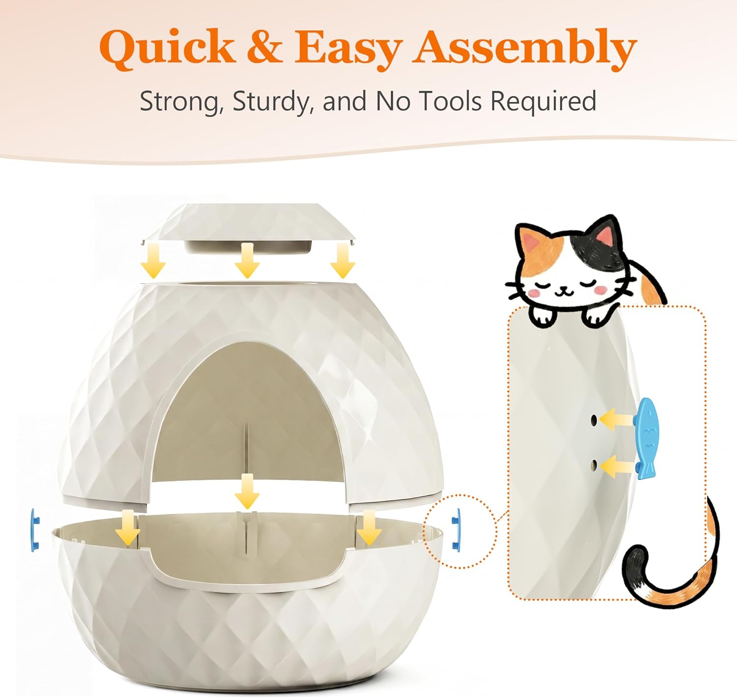 Hidden Cat Litter Box, Hidden Litter Box with Faux Plant & Pebbles, Easy to Assemble and Clean, Suitable for Living Room, Bedroom, Corner, Easy Clean, Indoor