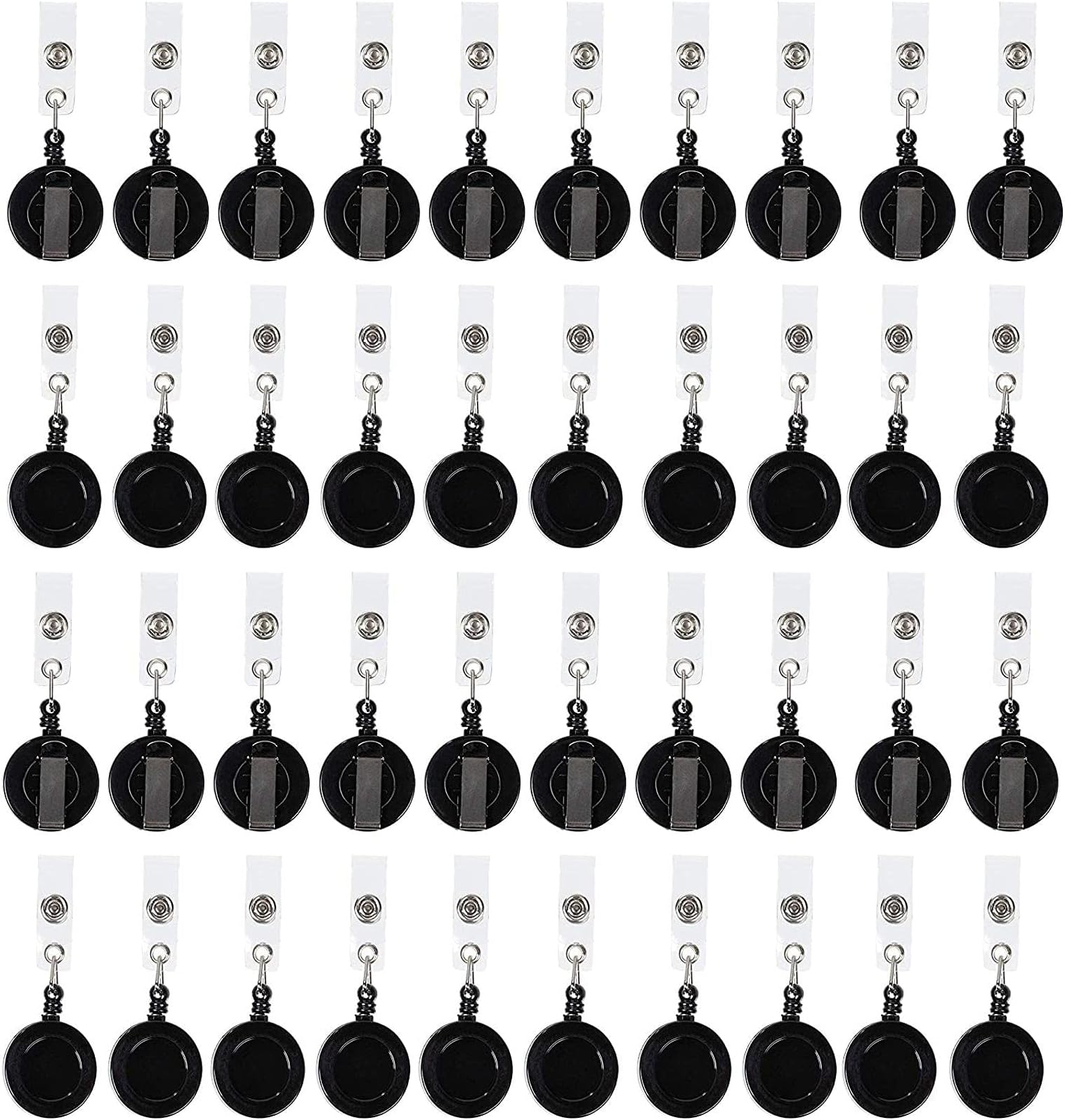 – Juvale Badge Reels - 100 Pack, Black, 26.5 in Nylon Cord - Retractable Badge Reel & ID Card Holder Clips & Name Tag Holder for Nurses & Teachers