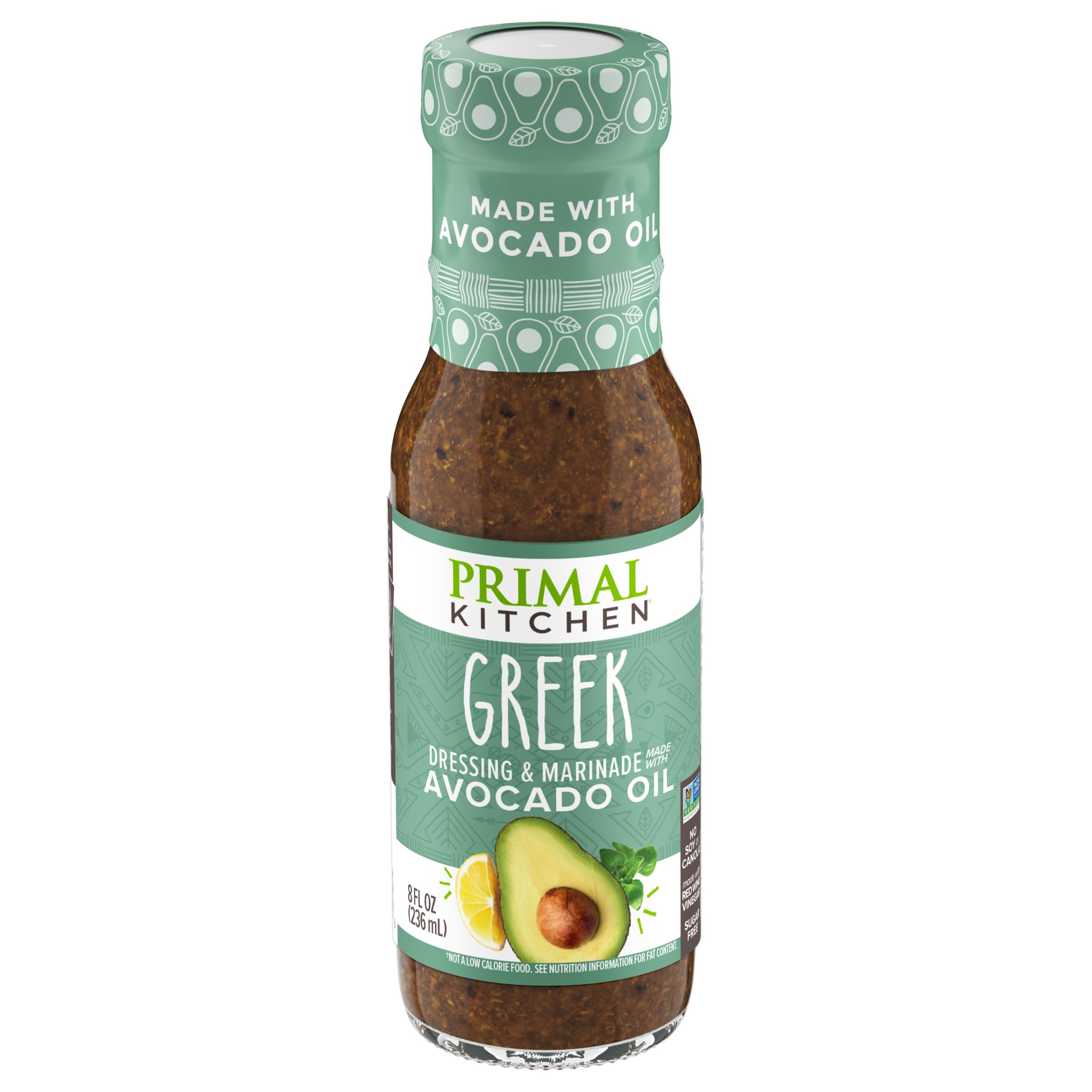Primal Kitchen Greek Vinaigrette & Marinade Salad Dressing made with Avocado Oil, Whole30 Approved, Certified Paleo, and Keto Certified, 8 Fluid Ounces, 8 Fl Oz (Pack of 1) (PKDRESS-GV6)