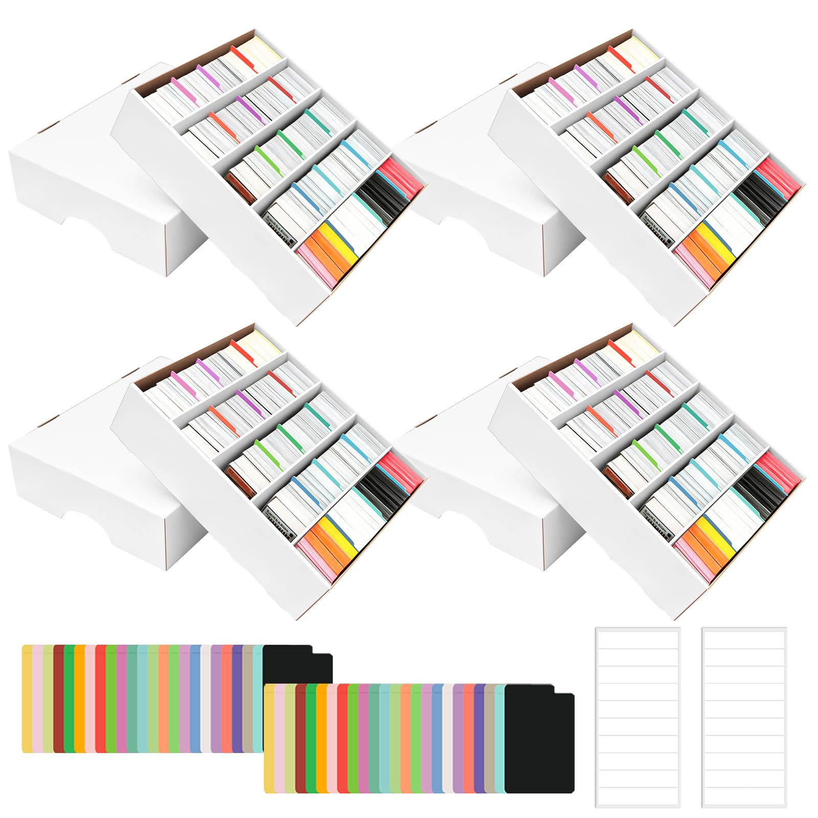 AOBOPLE Trading Card Storage Box,18600+ Trading Card Storage Box with 48 Colorful Dividers&Tapes,Trading Card Organizer for Soccer Basketball Trading Gaming Sports Cards Collecting