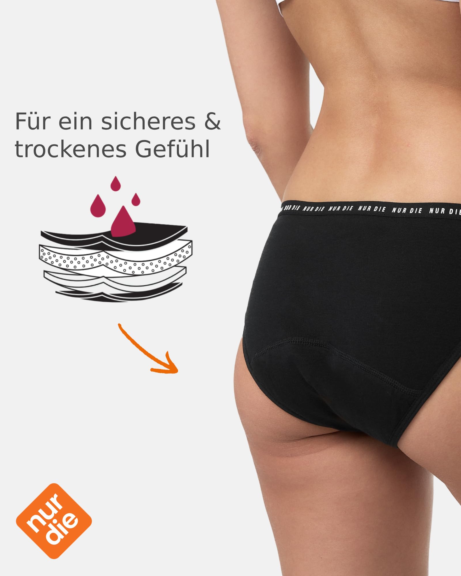 NUR DIE Biancheria intima per periodo, 2 pezzi, 5, 7, 10 pezzi, tutto regolato, biancheria intima mestruale, media e extra forte, ciclo sanguinante, assorbente, lavabile, confezione multipla