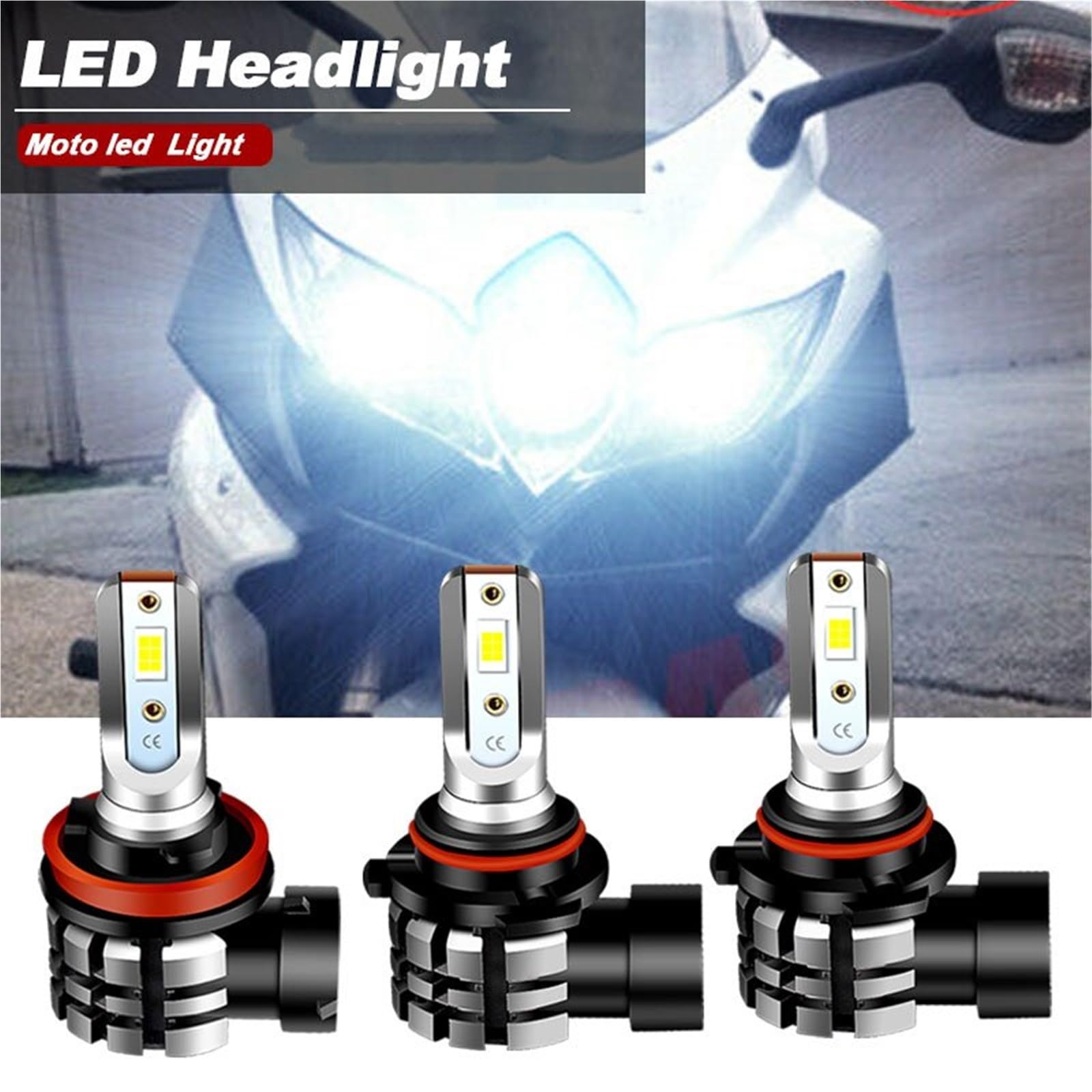 Phare Moto LED Kit D'ampoules Phare LED pour Motos Feux Croisement Et Route Blanc 6000K 9600LM 4 Pièces pour Suzuki pour GSXR 600 750 2008 2009 Phare Antibrouillard