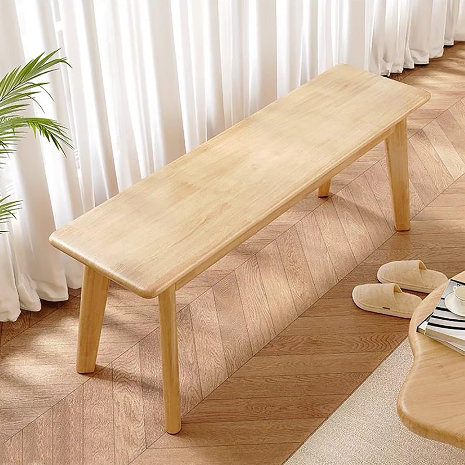 Banc en bois massif haut de gamme avec coffre de rangement élégant 100 cm