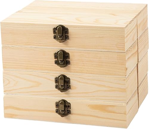 Miniatura 5 de Caja de exhibición de madera sin terminar de 8 piezas con tapa superior de cristal, 8.2 x 2.6 x 1.6 pulgadas, pequeño organizador de recuerdos de