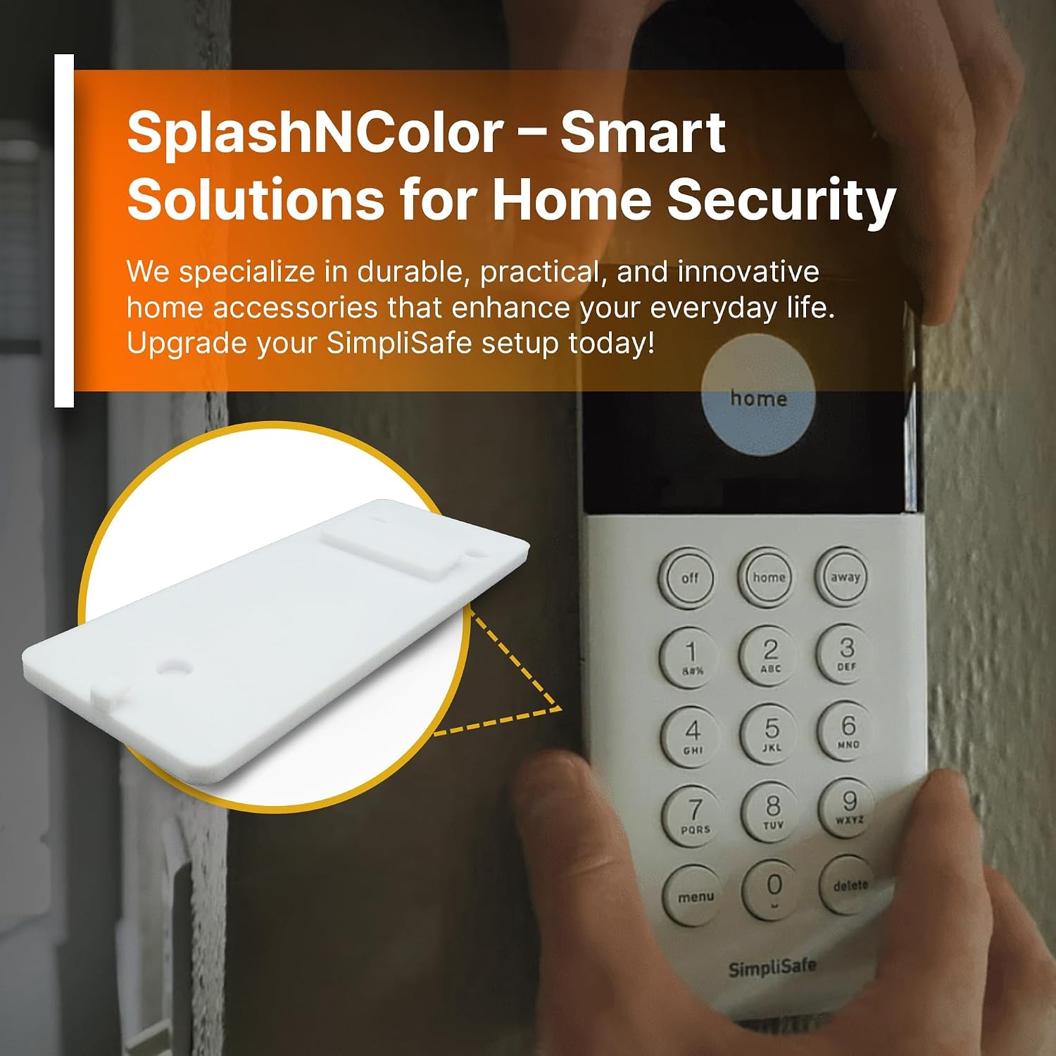 SplashNColor Wall Mount Holder for Simplisafe Keypad – Keypad Wall Bracket for Home Security Keypad – Replacement Bracket for 2019 Models – Durable White Keypad Wall Mount and Keypad Mounting Bracket