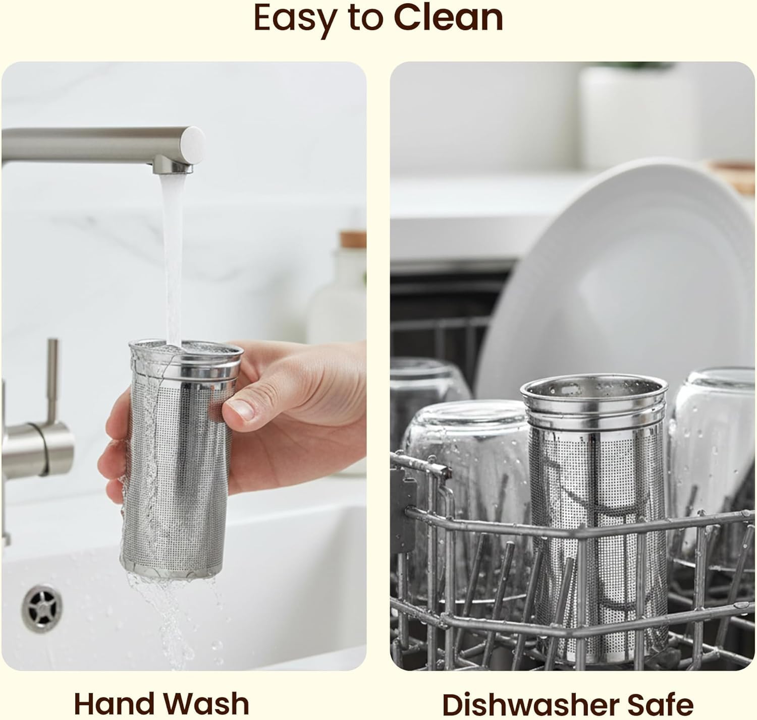 Lexlion Wasserflasche Tee-Ei für losen Tee – Wiederverwendbares & tragbares Edelstahl-Ei für Obst, Kaffee, grünen Tee, Eistee, Kräutertee, schwarzen Tee – runde Teesiebe & Filter – (1 Pack)