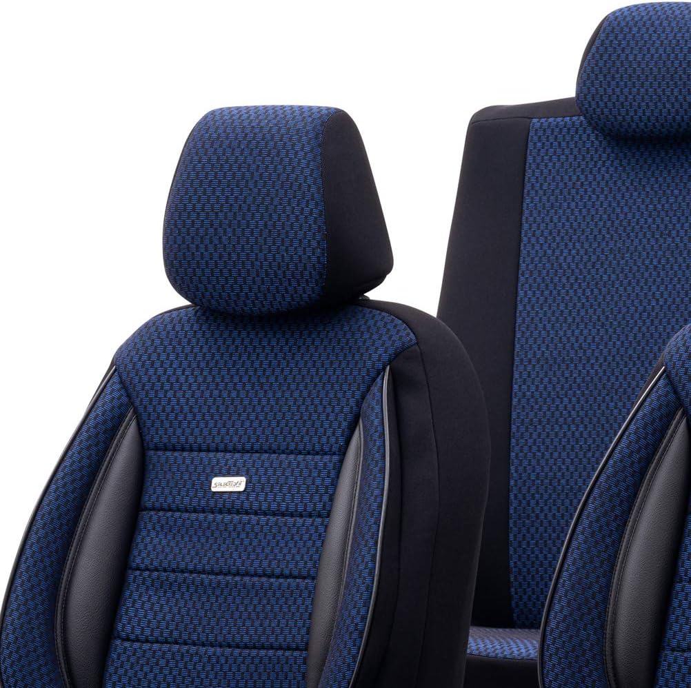 otoM Universal Textile Seat Cover 'SelectedFit Sports' Black/Blue - 11-Piece - Suitable for Side Airbags