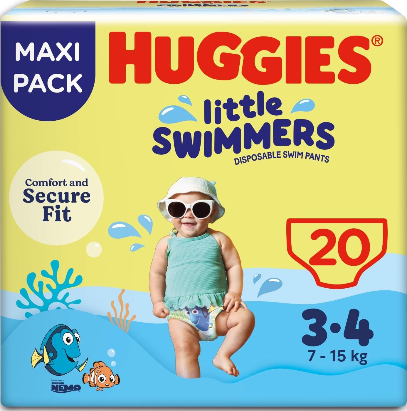Huggies Little Swimmers, 20 Pannolini Costumino, Taglia 3-4 (7-15 kg)