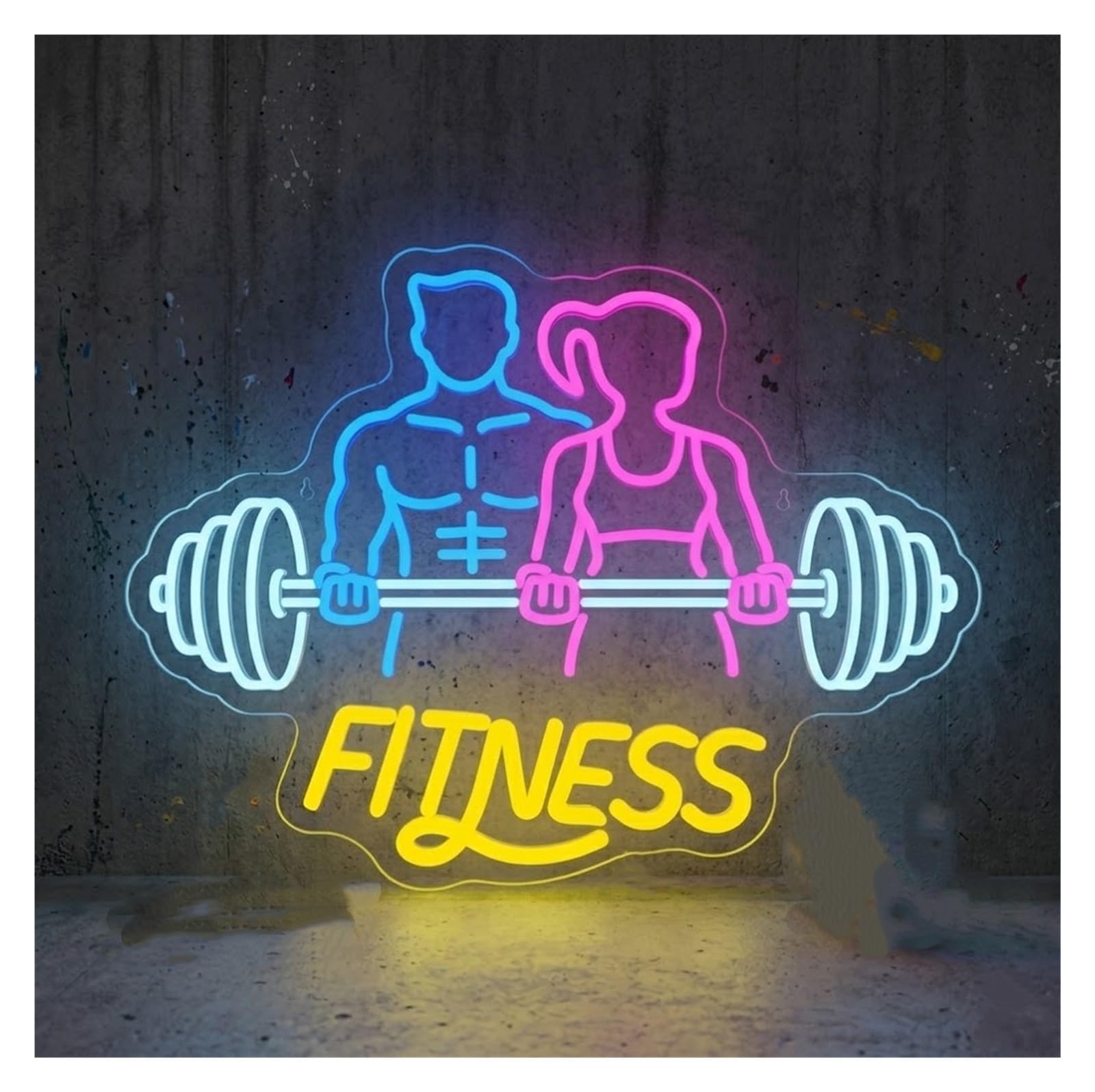 LEMST Sign Lamp Fitness Neon Sign Dumbbell Barbell LED Light Dimmable for Strength Training Home Gym Workout Studio Sports Club Wall Decor 58cm/22.83in