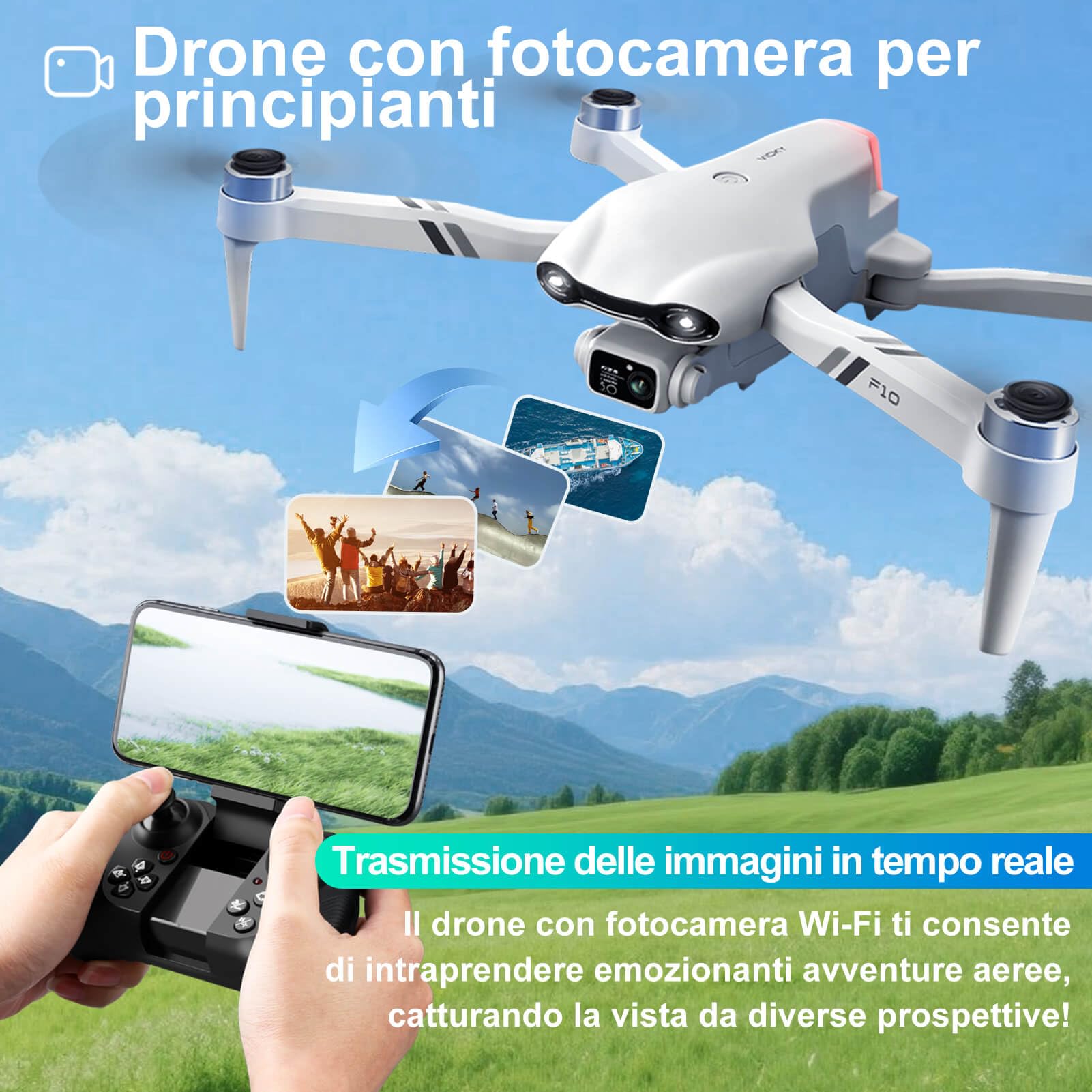 Jiakora Drone con Telecamera per Bambini e Adulti, Motore Brushless Drone Pieghevole per Principianti, Droni Economici con la Telecamera FPV, Mini Quadricottero RC, Giocattolo per Bambini (8+) Regalo