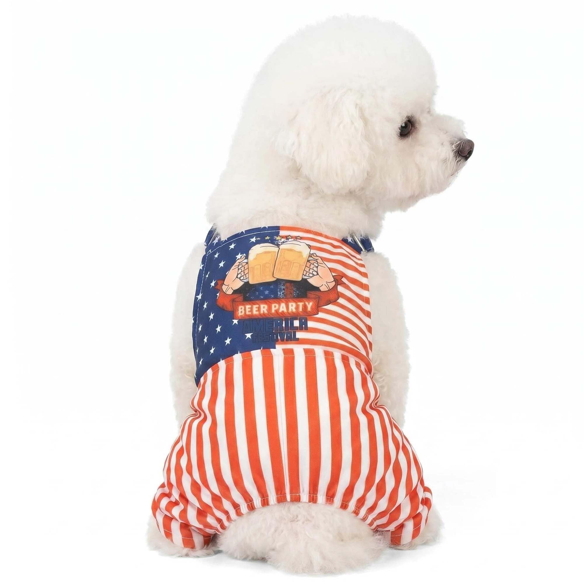 Photo 1 of MuYaoPet 4th of July Dog Outfit Wold Cup Clothes Overall for Beer Party BBQ
