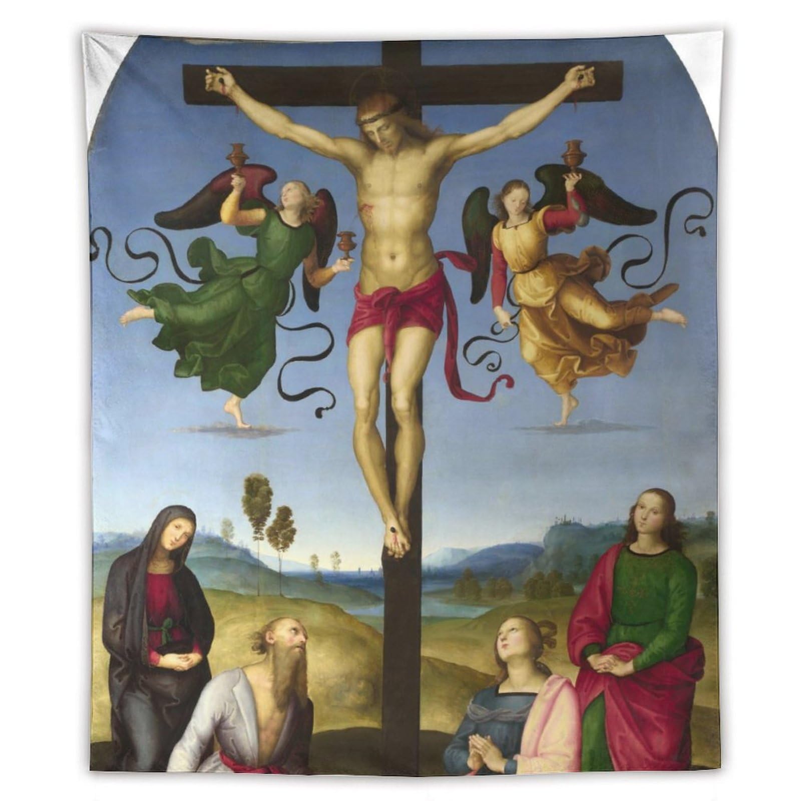 Amazon.co.jp: Raphaelラファエロ・サンティ 「モンドの磔刑」 アート タペストリー プリント 絵画 壁アート モダン ...