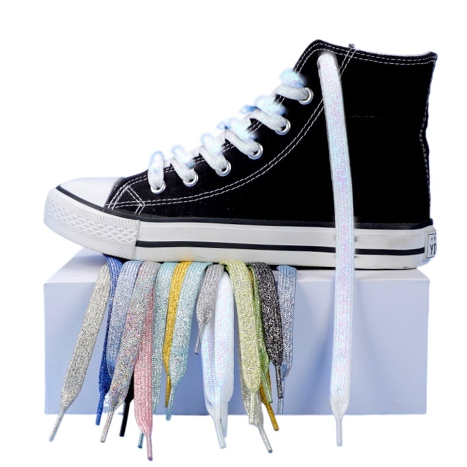 5 Paar Glitzer-Schnürsenkel, bunte, flache Schnürsenkel for sportliche Laufschuhe, Turnschuhe, Stiefel Für Sneaker