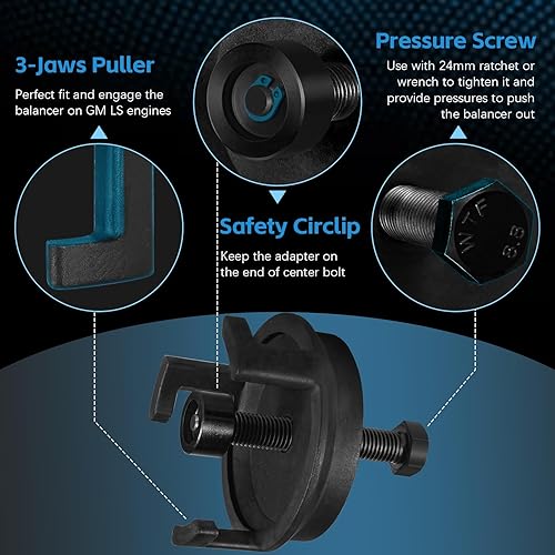 Miniatura 6 de Para GM LS Armónico Equilibrador Extractor 25264 Extractor de Polea de manivela Motor de repuesto automotriz elimina rápidamente los equilibradores