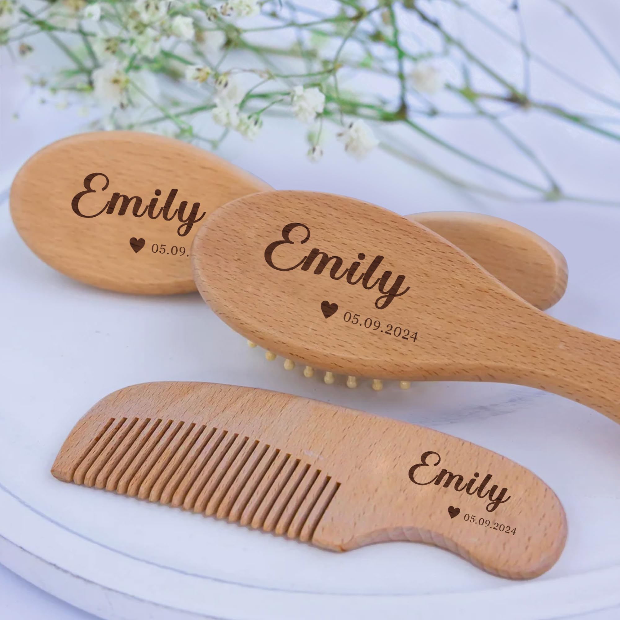 Personalized Baby Brush and Comb Set Custom Cradle Cap Brush Personalized Baby Gifts Baby Hair Brushes Set for Newborns Girls Boys Newborns Toddler