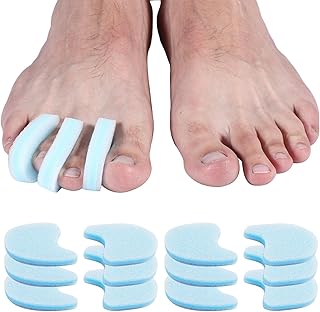 CALIDAKA 12pcs Toe Spacers,Toe Spreaders,Foam Toe Separators,Breathable Toe Spacers,Overlapping Toes Corrector,Reduce Friction and Relieve Pain,Overlapping Toes Corrector(Blue)