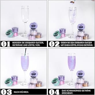 (10g) Iridescent Purple Edible Glitter for Drinks, Cocktails, Cakes - 100% Food Safe Cake Glitter Dust Edible - Fancy Sprinkles Edible Glitter Bulk for Mermaid Party Food Decoration - No Taste