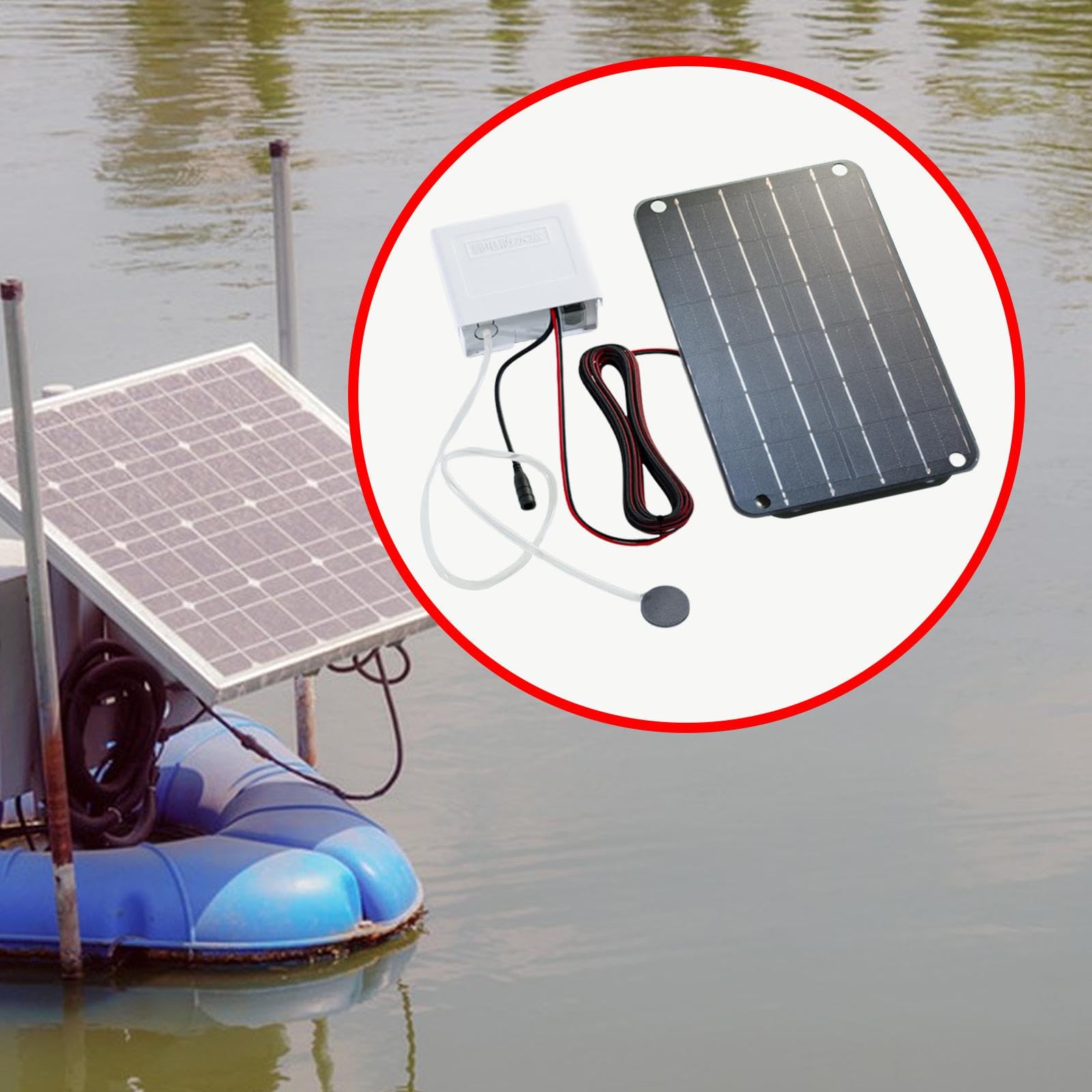 Solarbetriebene Teichpumpe, Aquarium-Luftpumpe, Oxygenator, tragbar, leise, 6 V, Solar-Luftpumpe für Außenaquarien