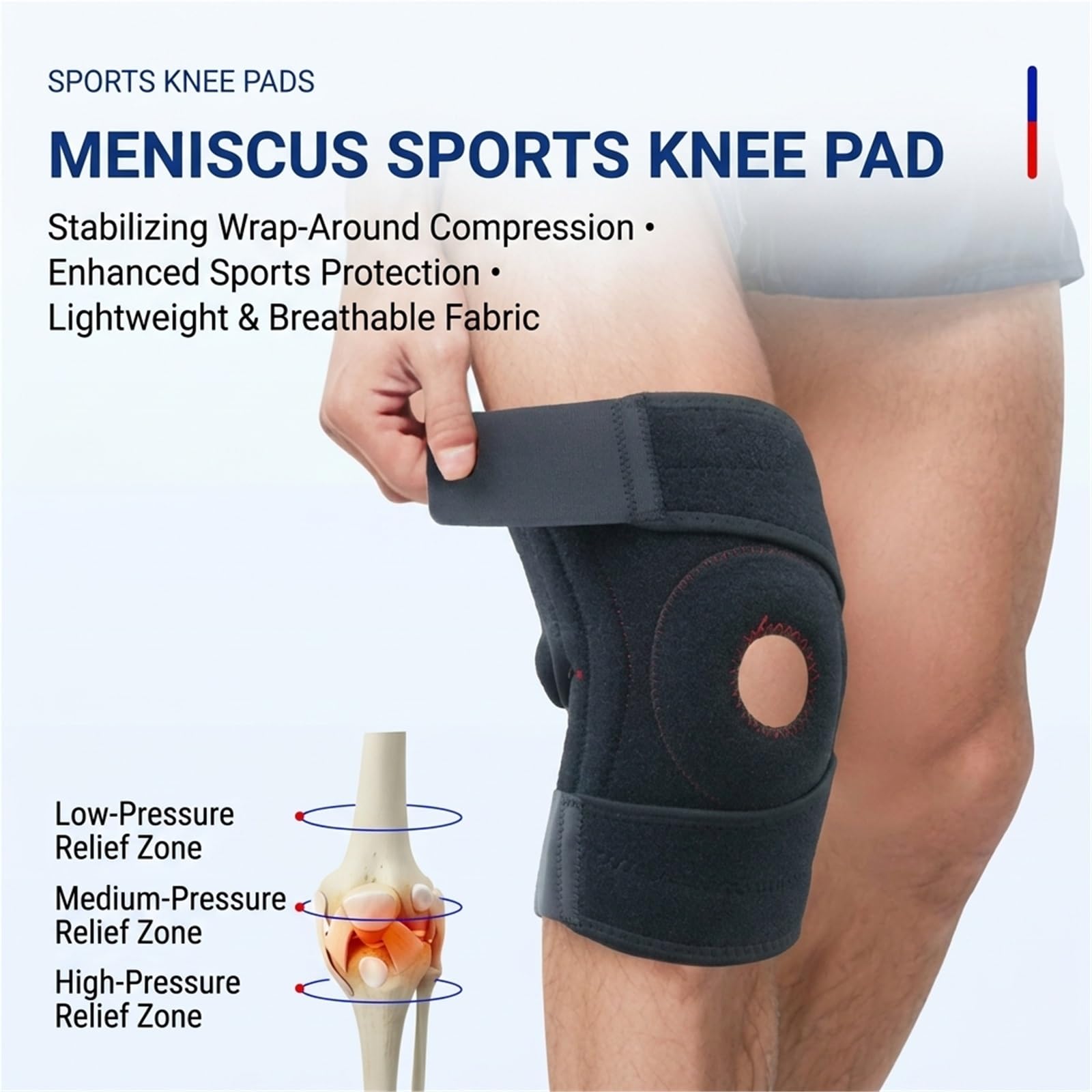 Genouillère de soutien ajustable pour la course à pied, la randonnée, le basketball et l'haltérophilie. Manchon de genou élastique et respirant pour hommes et femmes, idéal pour la récupération a