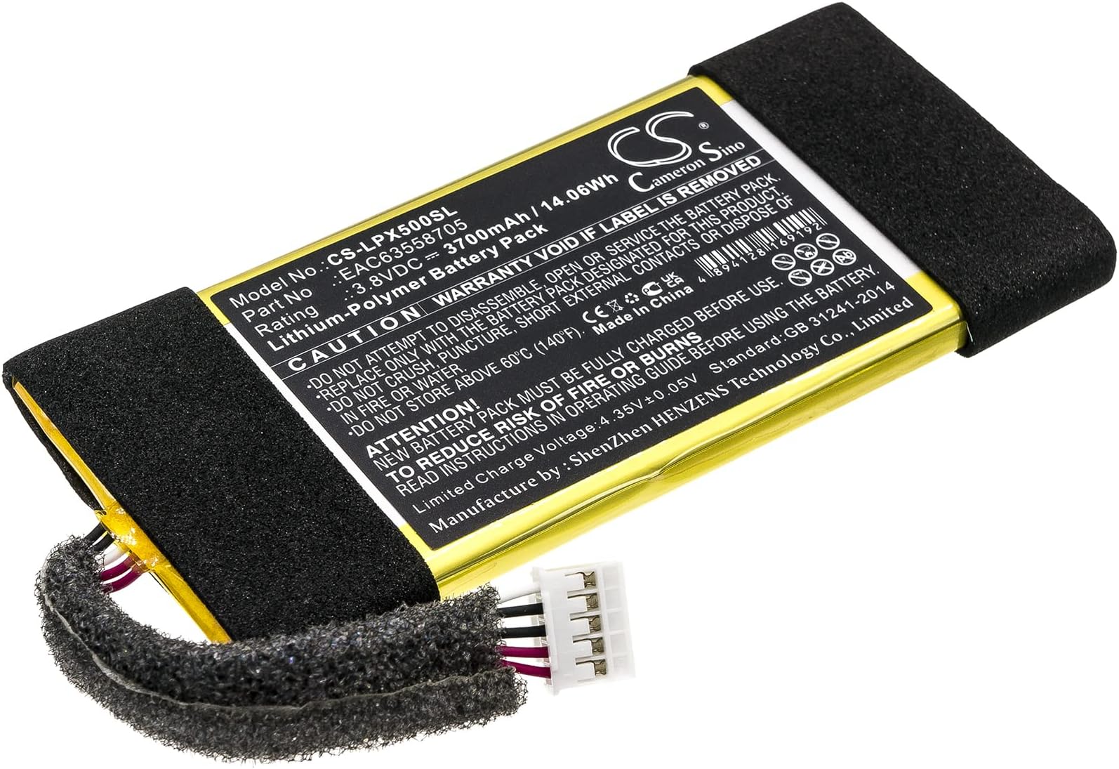 Cameron Sino New Replacement Battery Fit for LG XBOOM Go PL5(3700mAh / 14.06Wh)