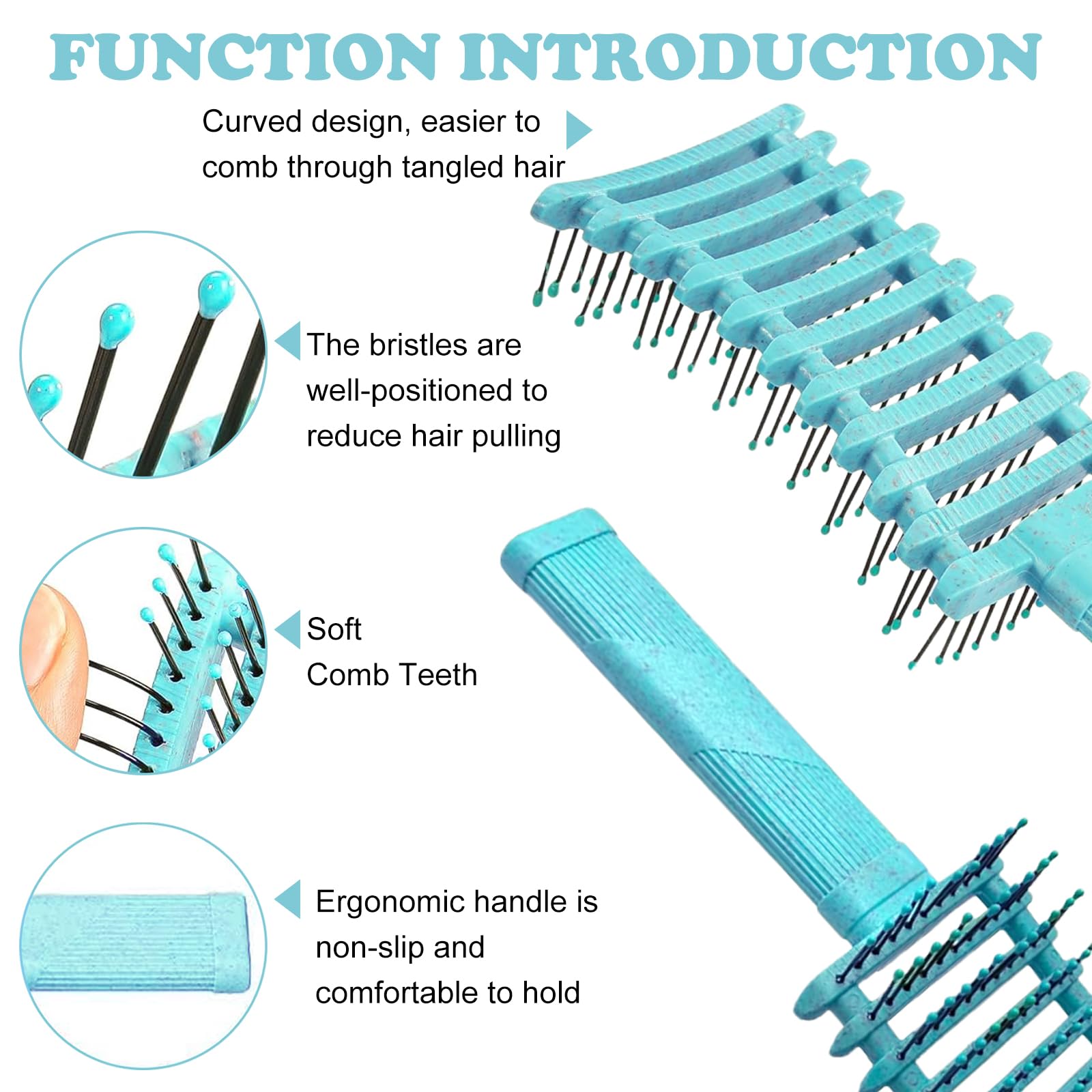 SGFNXB Curly Hair Brush, Curl Defining Brush, Effortless Detangling, Unisex, Adults, Thick Hair, Curly, Straight, 1 Count - Image 3