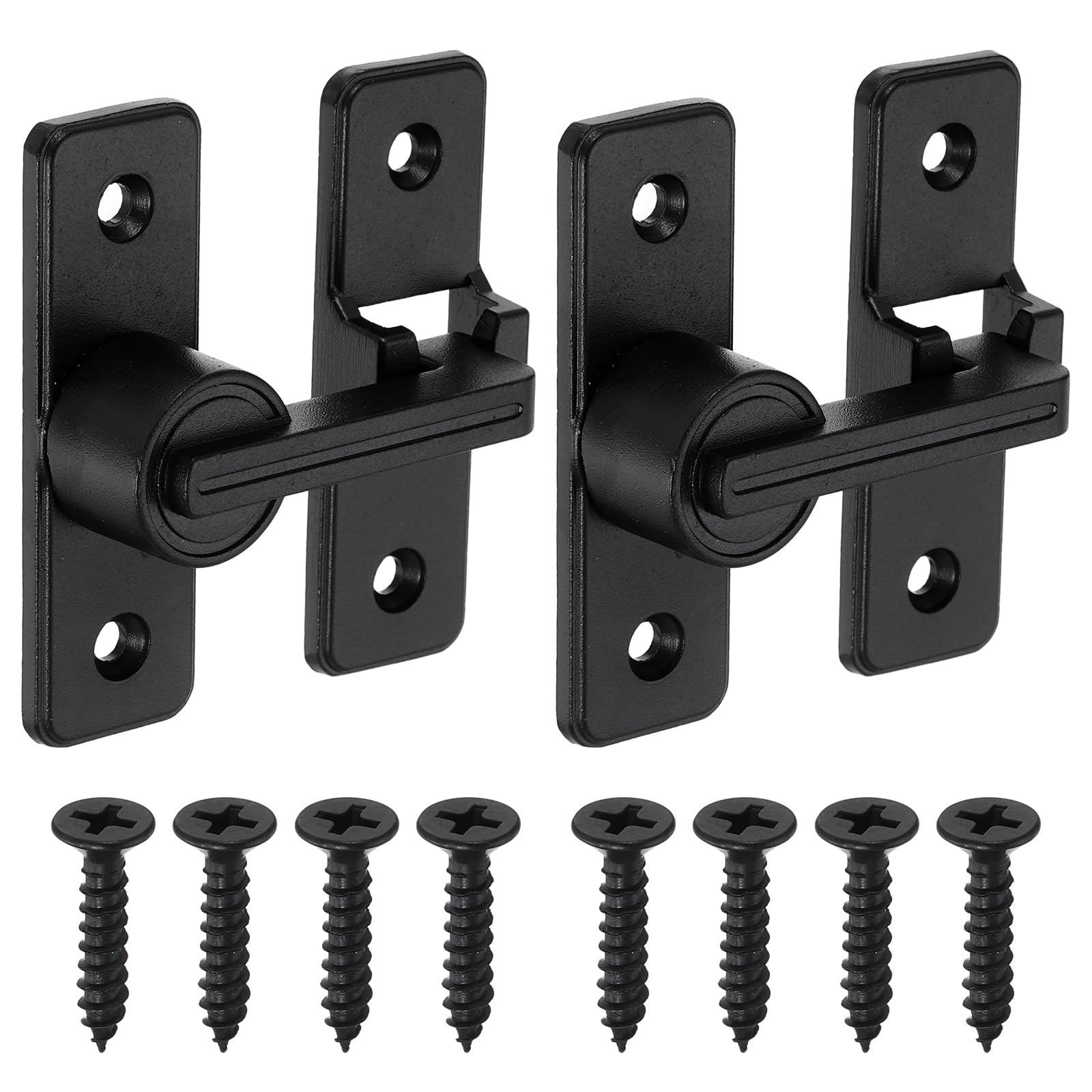 sourcing map 2Pcs Barn Door Lock, 180 Degree Flip Barn Door Lock for Double Hinged & Sliding Doors, Zinc Alloy Sliding Security Latch with Screws for Garden Bathroom Garage, Black