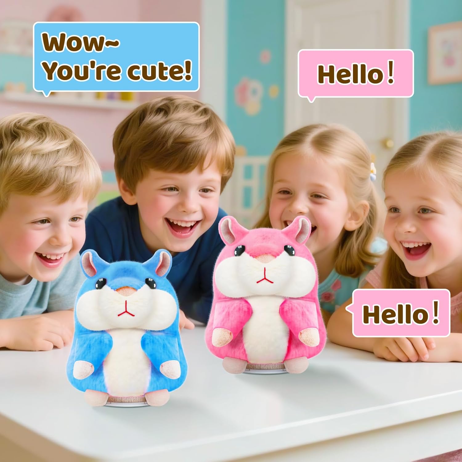 Toddler Toys for Ages 2-4, Easter Basket Stuffers Talking Hamster Repeats What You Say,Easter Gifts for Kids Interactive Plush Toy for Boys Girls for 2 3 4 5 6 Year Old Birthday Gift (Blue)