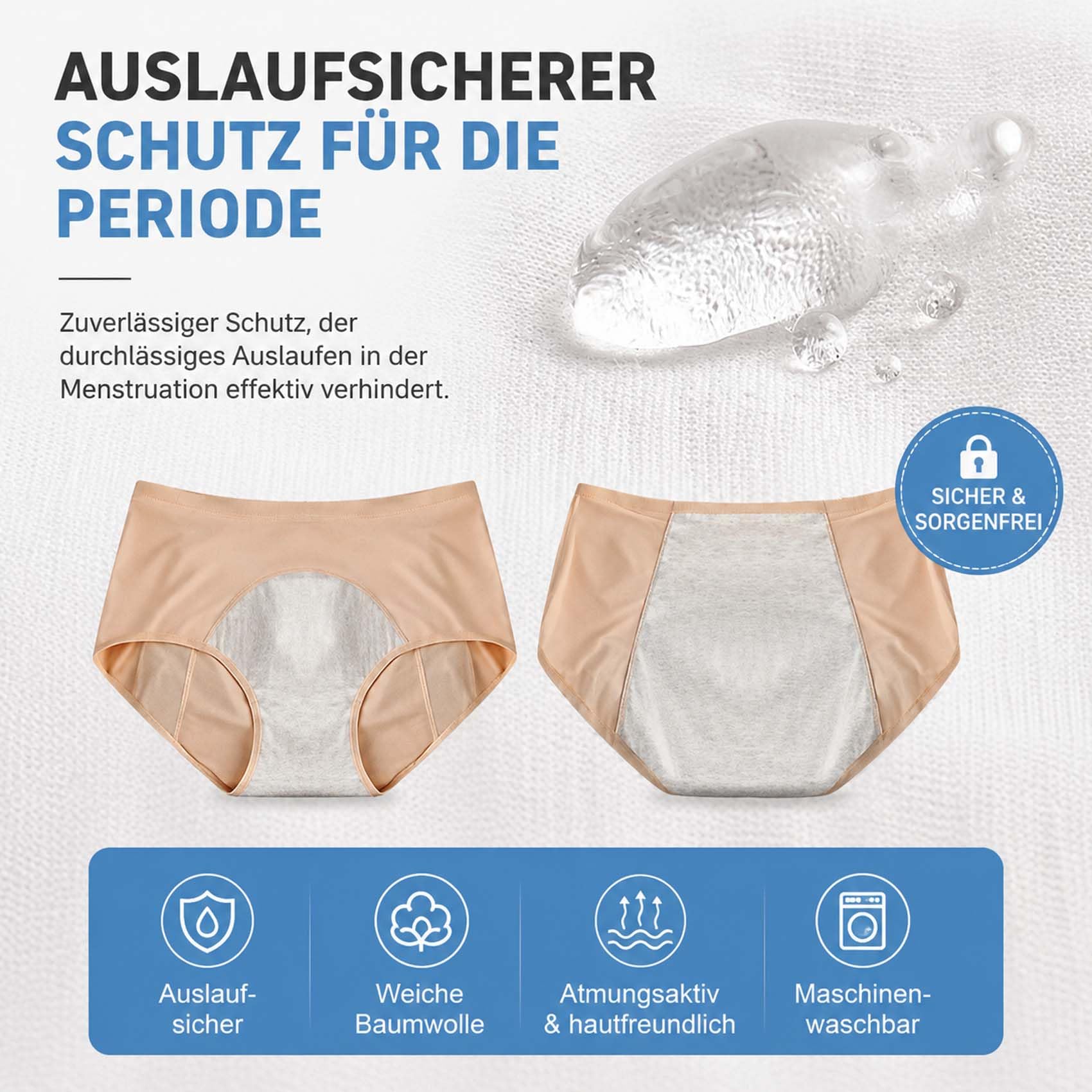 Drywear Slip Damen Inkontinenz, Dry Wear DamenunterwäSche mit Auslaufschutz, Atmungsaktiv & Elastisch, Waschbar und Wiederverwendbar, für Alltag und Nacht (8 pcs,L)