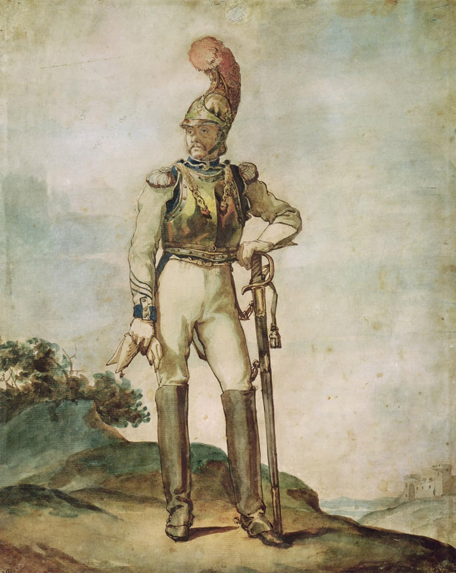 ARTXLXXBN Famous Painting Canvas Artwork Graffiti Print Cuirassier by Theodore Gericault Portrait Canvas Image for Home Decor 60x90cm