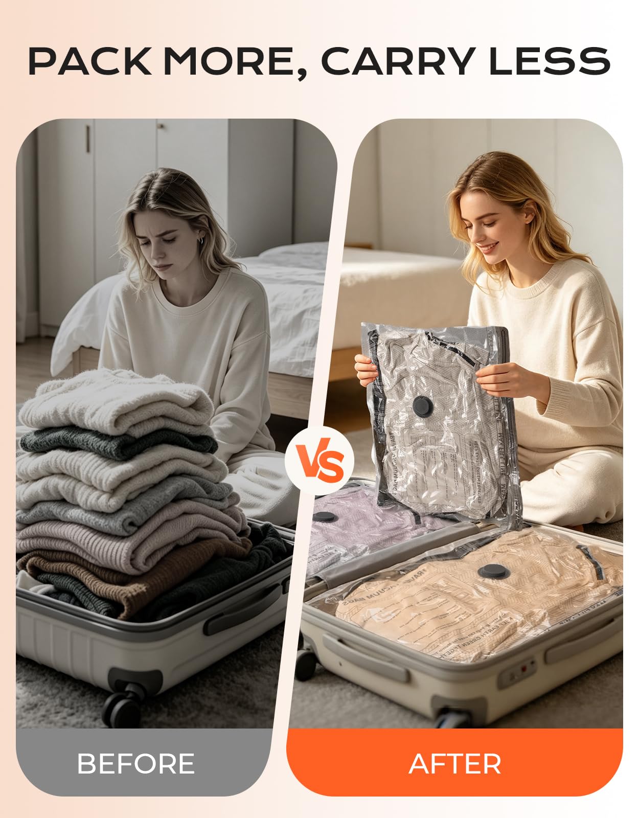 Bolsas de vacío con bomba recargable